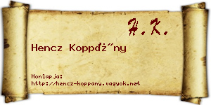 Hencz Koppány névjegykártya